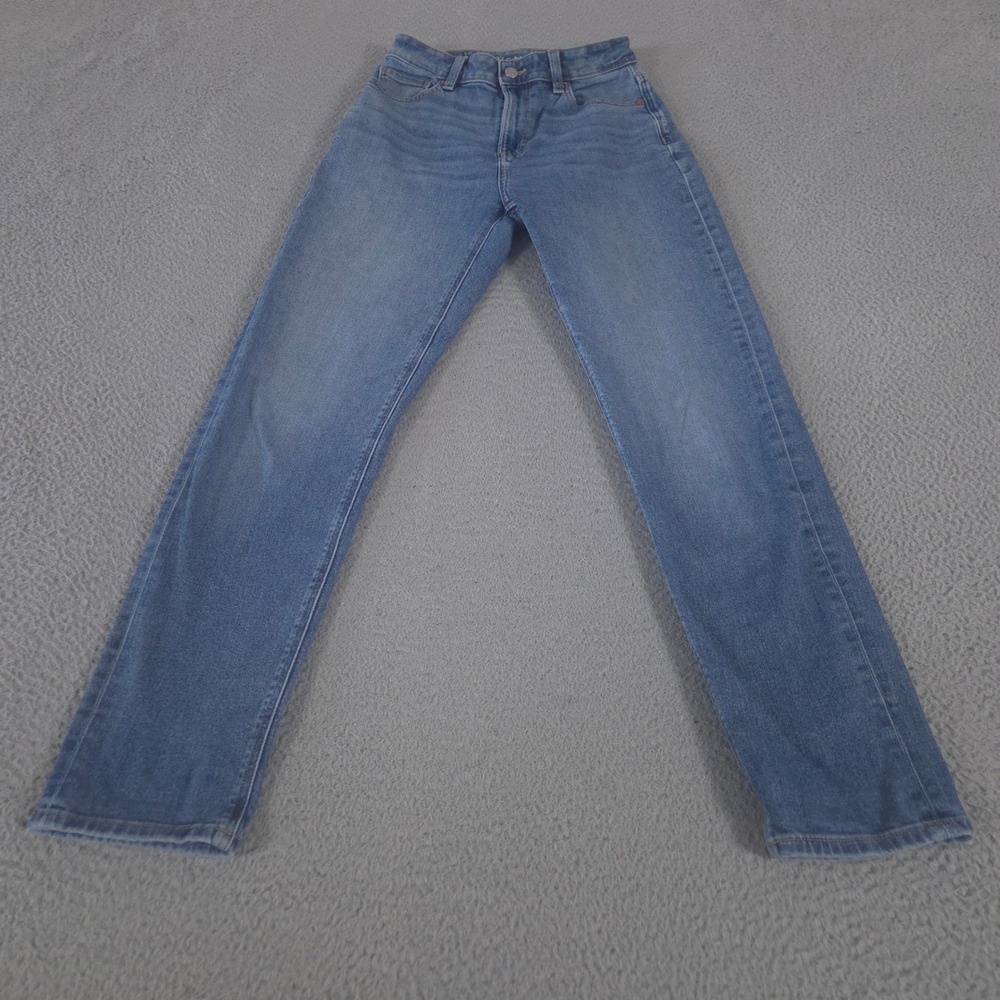 American Eagle Jeans Womens 0 Long Blue Mom Stretch Tapered Leg High Waisted